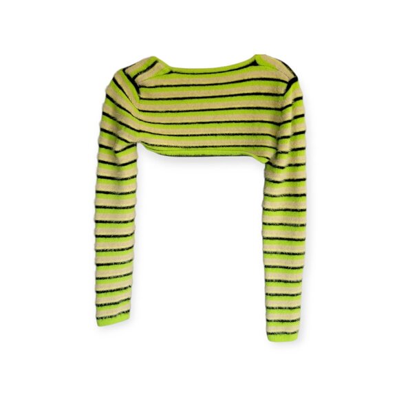 The Wolf Gang Fuzzy Shrug Lime Stripes Size M - Picture 2 of 9